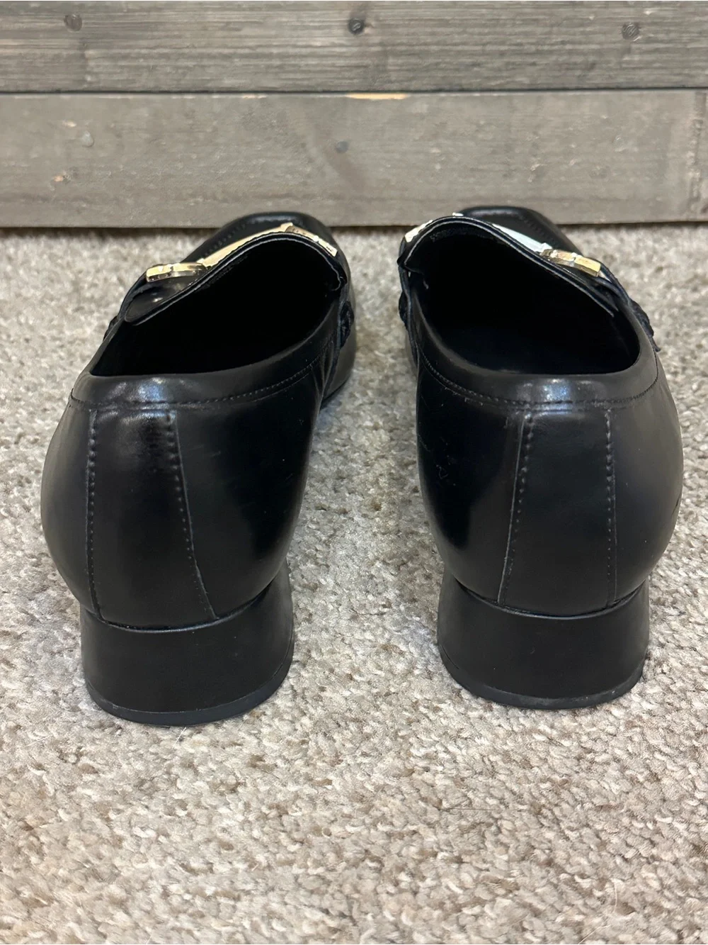 Steve Madden Hartlyn Black Leather Horsebit Loafers Block Heel Size 9.5 Office